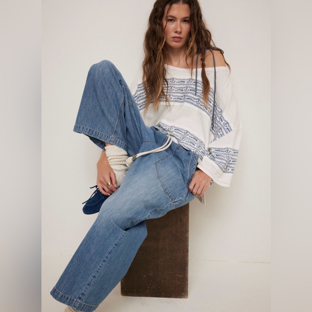 Free People We The Free Cotton Off-The-Shoulder Seaside Tee NWT 🔖